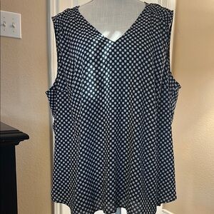 Navy and White Sleeveless Top